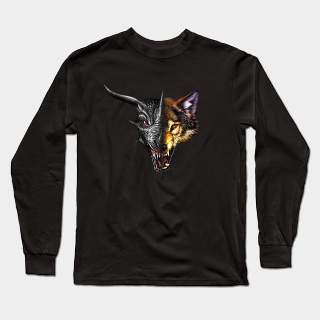 Dragon&Wolf Long Sleeve T-Shirt by puglove